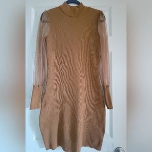 Sweater Dress Love Ever After Size M  stretch . Tan color